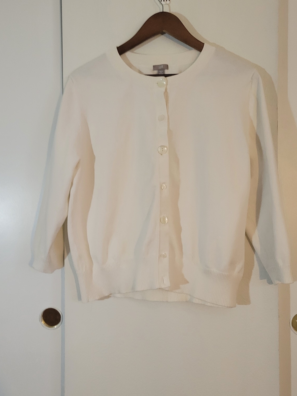 J. Jill Ivory Button-Front Cardigan